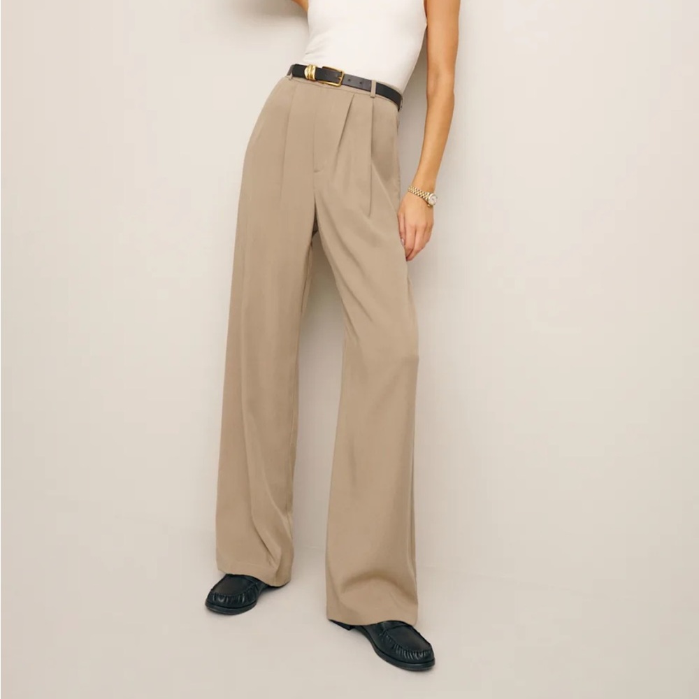 Reformation Tan Wide-Leg Trousers